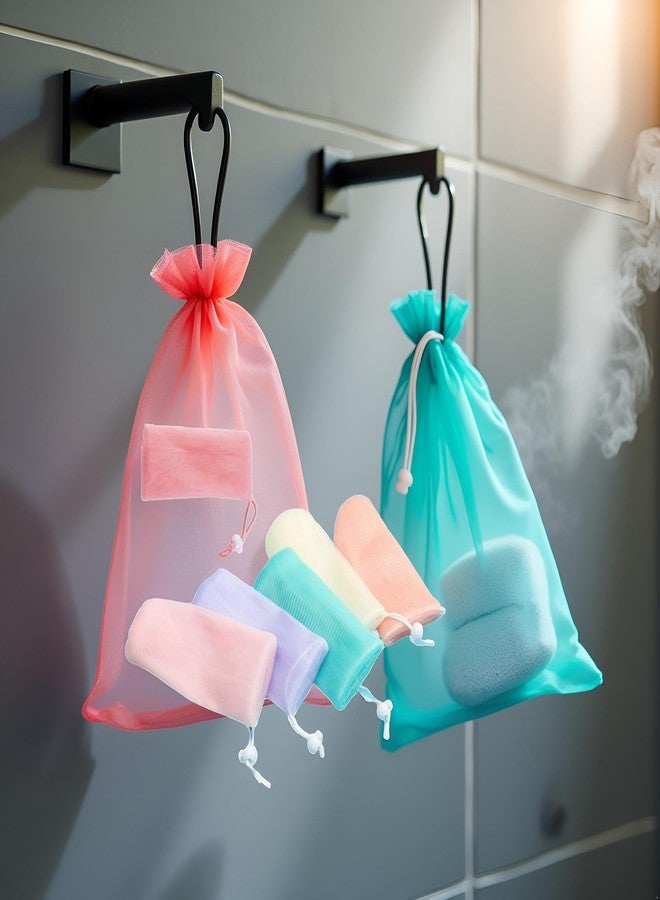 Tnyvm 6Pcs Random Color Exfoliating Mesh Soap Pouch Bubble Foam Net Bag for Body Facial Cleaning Tool, for Shower Saver Pouch Drawstring Foaming Net Soap Bag Used Repeatedly Easy to Store Cleansers - Image 4